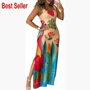 Polyester Blend Maxi Dress with Pockets Square Neck Casual Sundress